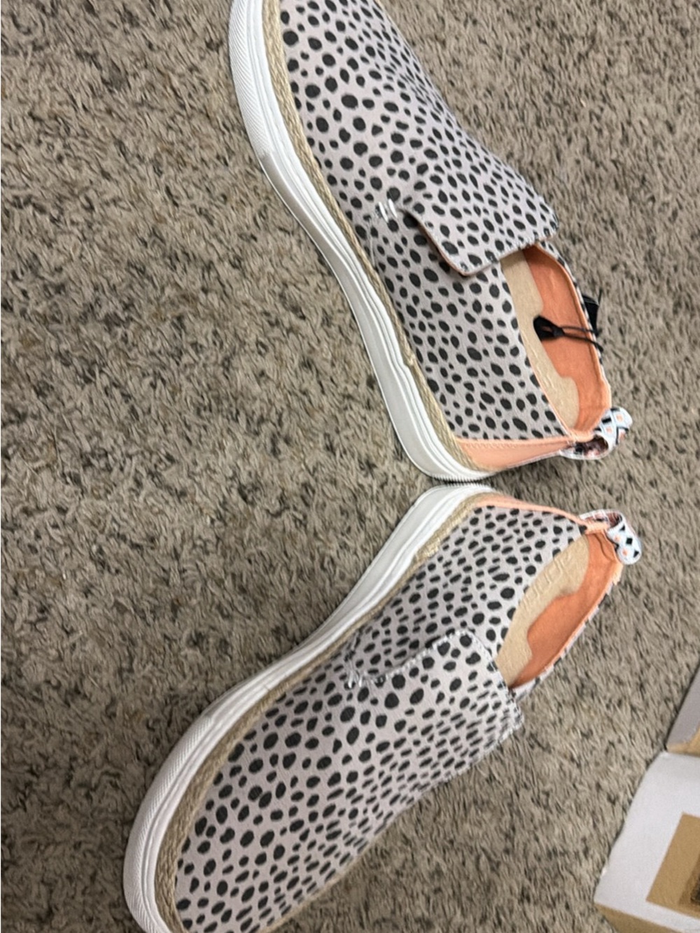 Hey Dude Slip-On Sneakers in Dalmatian Spot and Peach Accents